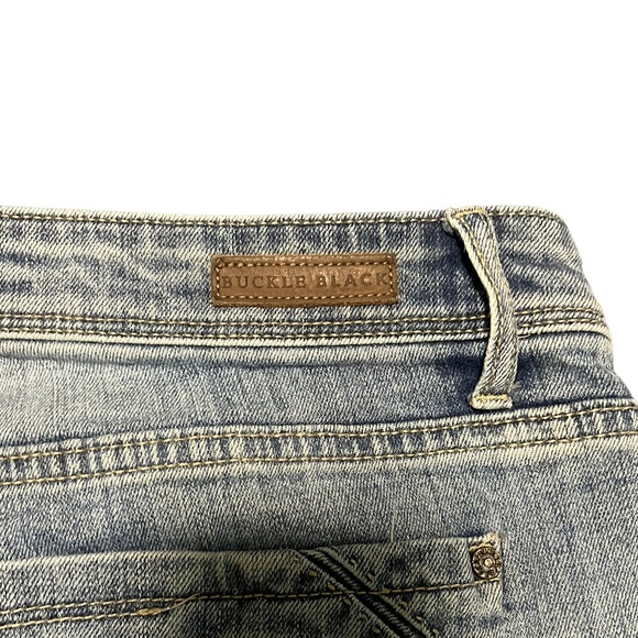 MENS BUCKLE BLACK DENIM SHORTS - Picture 5 of 5